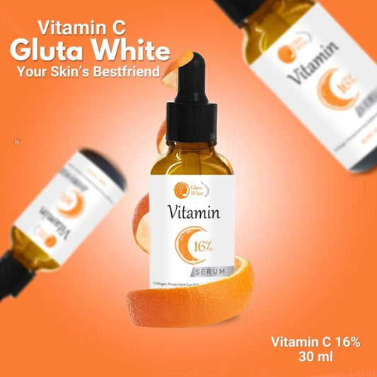 Vitamin C 16% Face Serum – Gluta White Brightening & Anti-Aging Serum for Glowing Skin, Dark Spot Removal & Even Tone – 30ml