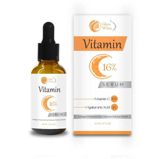 Vitamin C 16% Face Serum – Gluta White Brightening & Anti-Aging Serum for Glowing Skin, Dark Spot Removal & Even Tone – 30ml