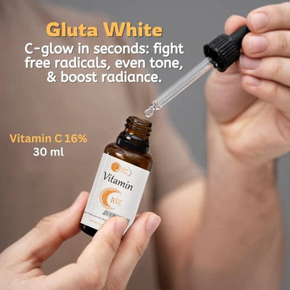 Vitamin C 16% Face Serum – Gluta White Brightening & Anti-Aging Serum for Glowing Skin, Dark Spot Removal & Even Tone – 30ml